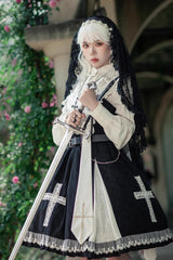Black Paradise Cross Print Ruffle Sleeveless Gothic Lolita Dress - Product - 2