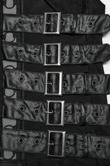 Black Sleeveless Hollow Suede Leather Stitching Irregular Mens Gothic Vest - Product - 8