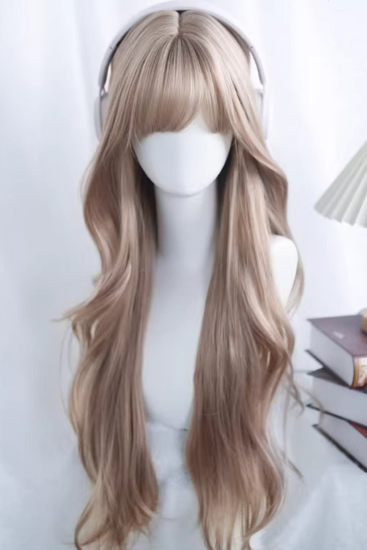 Floral Honey Tea Light Brown Long Wavy Daily Sweet Lolita Wig - Honey-Tea-Light-Brown - 1