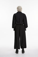 Black Studded Pleated Men's Gothic Tapered Pants - Product - 2