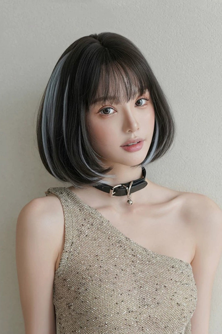 Face-Framing Highlights Layered Short Bob Sweet Lolita Wig 2 Colors - Product - 6