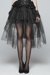 Black Multi-layer Lace Mesh Women's Gothic Elegant Skirt - Black - 1
