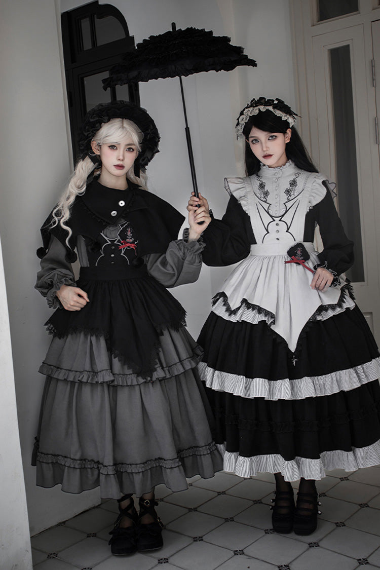 [Castle Night] Long Sleeves Ruffle Embroidery Gothic Lolita Dress 2 Colors - Product - 7