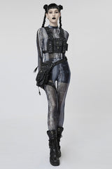 Slim Mesh Tie-dyed Women's Steampunk Leggings 2 Colors - Product - 4