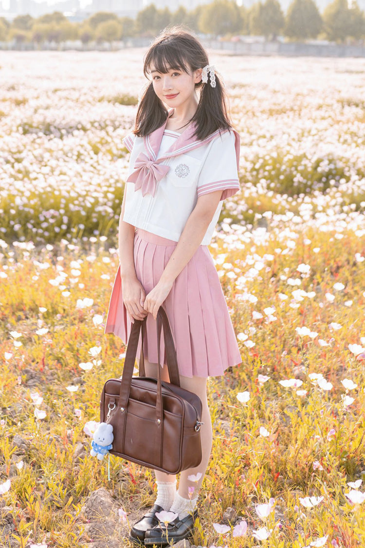 Pink College Style Sweet Japanese School Pleated Skirt - Product - 2