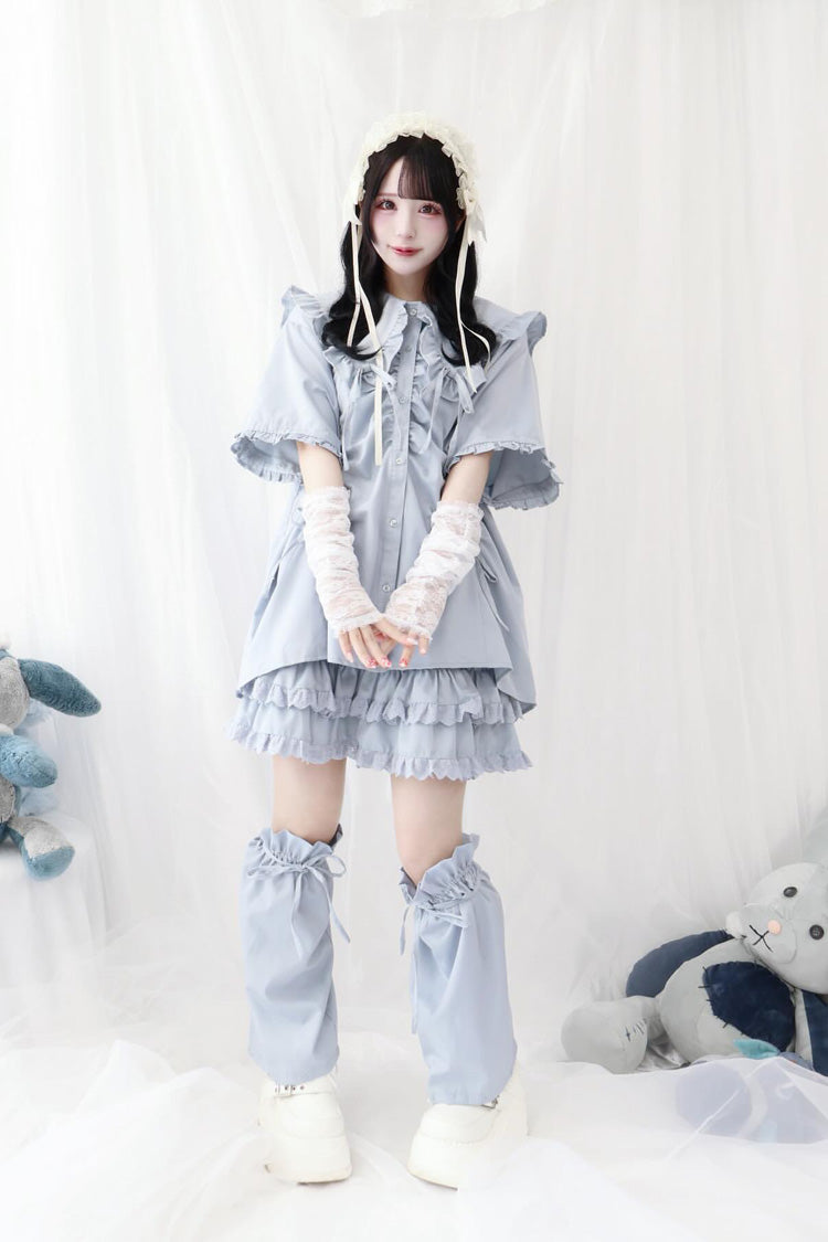 Doll Collar Long Sleeves Ruffle Bowknot Sweet Jirai Kei Japanese Blouse 3 Colors - Product - 5