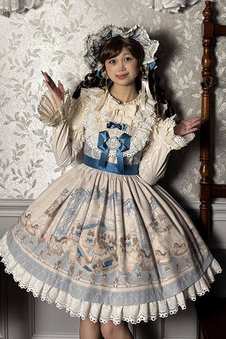 Sea Salt おとぎ話ドールノースリーブプリントフリルリボンスウィートロリータジャンパースカート（JSK） 2色 商品画像