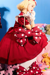 Red/White Polka Dot Print Bowknot Shaped Sweet Lolita Backpack - Product - 4