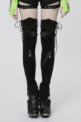 Black Ghost Claw Zipper Slim Irregular Women's Steampunk Leg Warmers - Black - 1