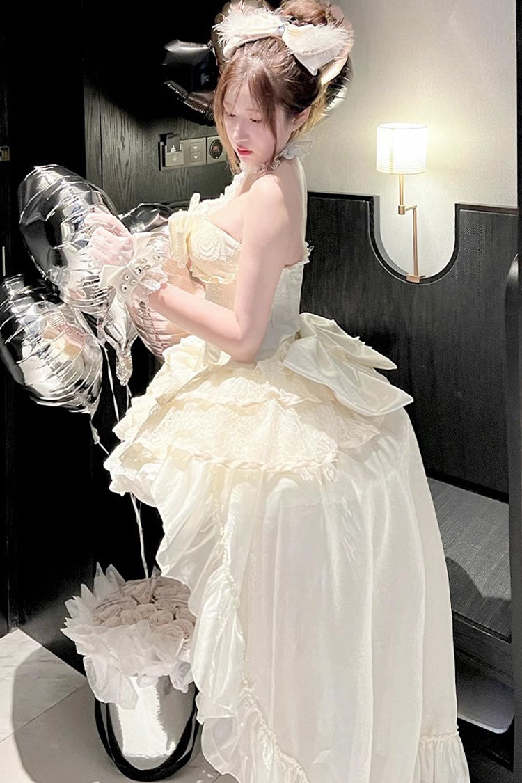 Ivory [Eternal Temple] Halterneck Ruffle Bowknot Lace Sweet Princess Lolita Dress - Product - 6