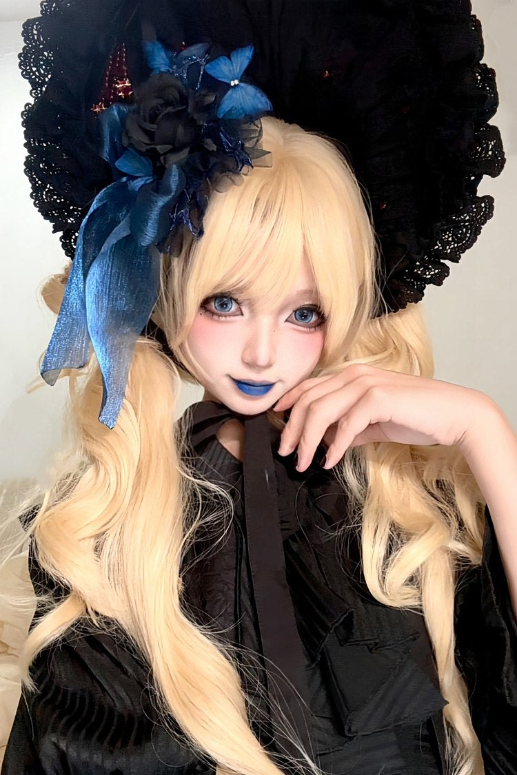 Light Gold Sweet Lolita Roman Curls Twin Ponytails Wig Set - Product - 2