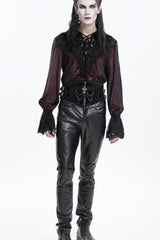 Black Lace-Up Slim Buckled Pearl-Decorated Men's Gothic Palace Accessory Cross Chain Girdle - Product - 2