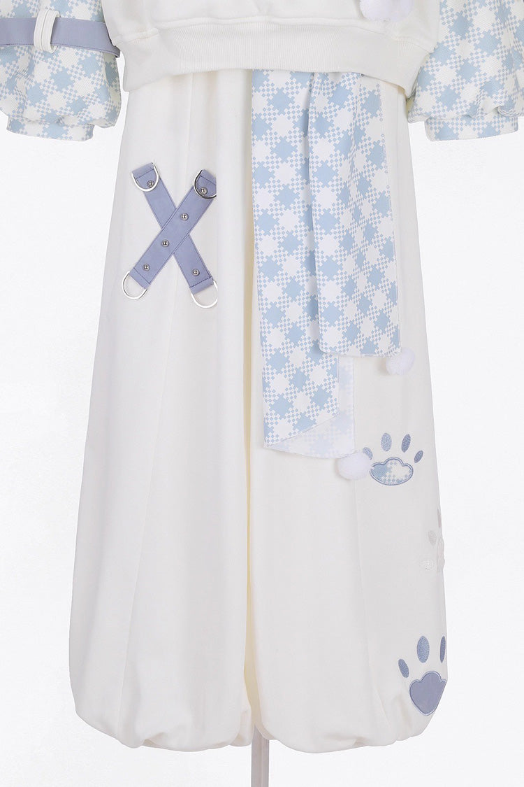 White Lapel Collar Long Sleeves Print Asymmetric Prince Handsome Ouji Lolita Set - Product - 6