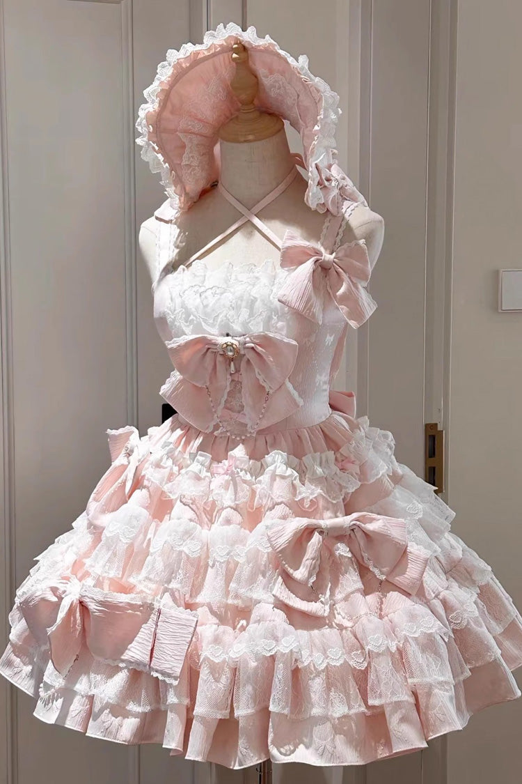 Pink [Sweetheart Doll] Multi-Layered Ruffle Bowknot Lace Sweet Princess Gorgeous Lolita Jsk Dress - Pink - 1