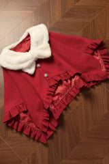 Red/White [Red Vow] Stand Collar Long Sleeves Multi-Layered Ruffled Bow Sweet Lolita Dress - Product - 13