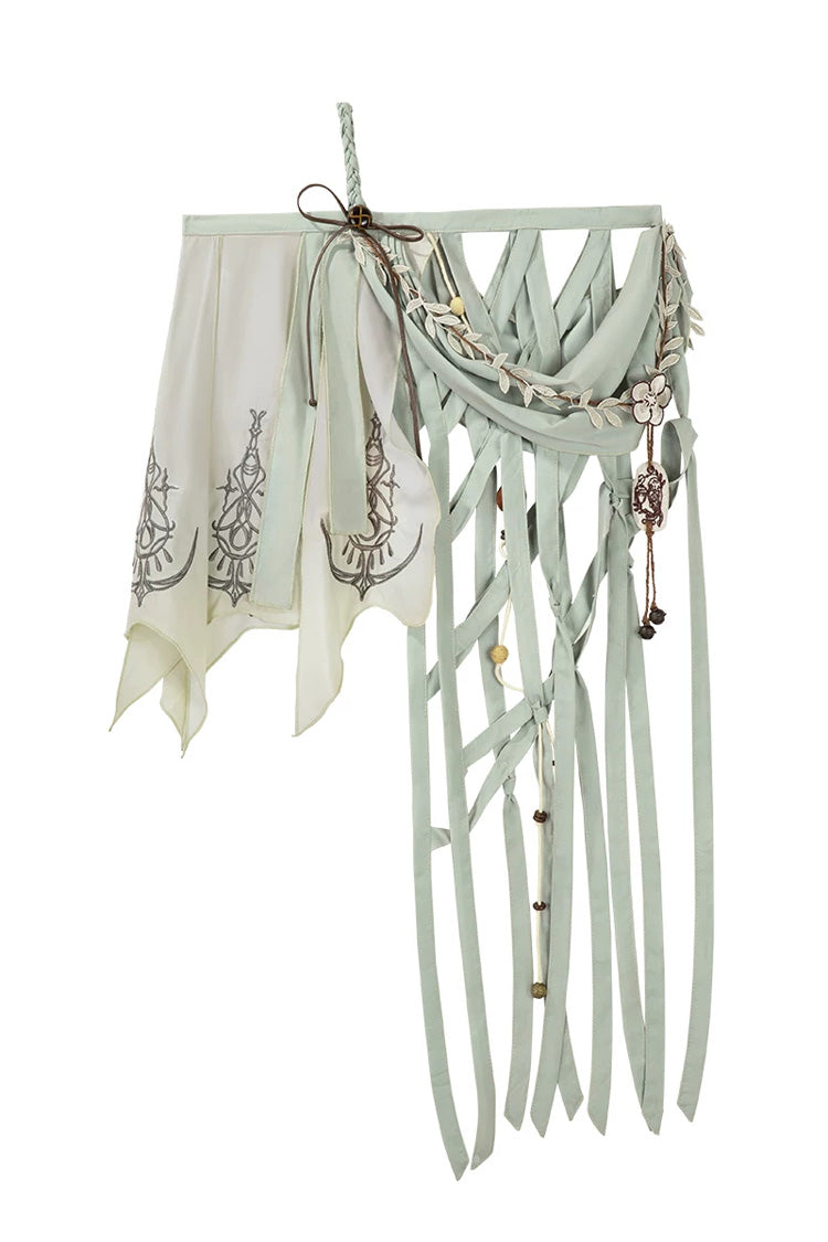 Green [Forest Guide] Square Collar Asymmetric Prince Ouji Lolita Set (Shorts + Shawl + Top) - Shawl(Only) - 11