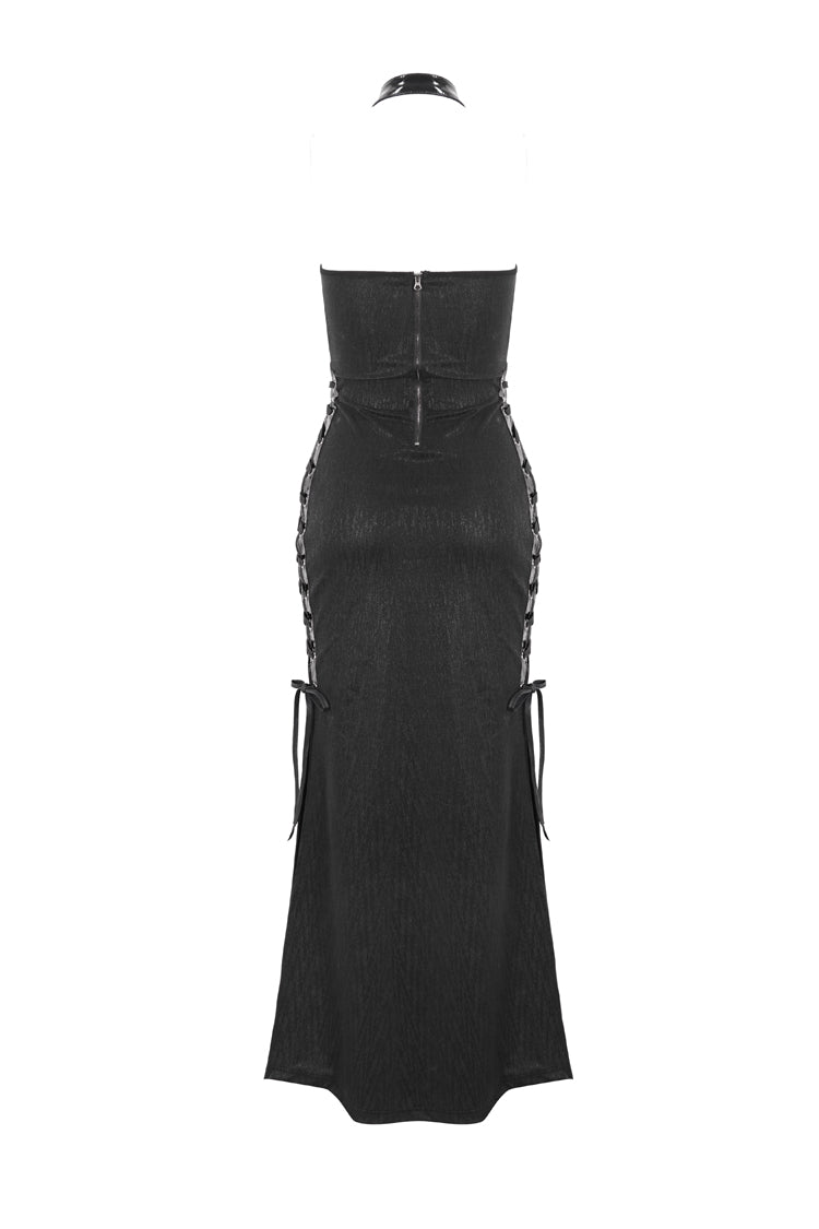 Black Halterneck Slim Women's Gothic Strapless Dress - Product - 8