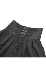 Black Women's Gothic High Waisted Embroidered Gathered Maxi Skirt - Product - 12
