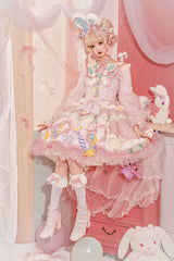 Pink Candy Party Lace Long Sleeves Bowknot Multi-Layer Ruffled Sweet Lolita JSK Dress - Product - 2