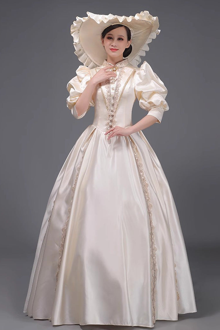 Champagne European Court Short Sleeves Sweet Vintage Princess Victorian Dress - Product - 3