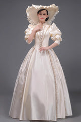 Champagne European Court Short Sleeves Sweet Vintage Princess Victorian Dress - Product - 3
