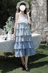 Blue [Go To The Beach] Multi-Layered Print Ruffle Holiday Sweet Lolita Jsk Dress - Product - 7