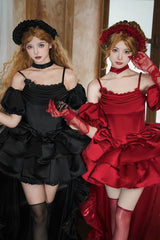 Red [Duet] Sleeveless Double-Layered Ruffle Bowknot Sweet Elegant Gorgeous Lolita Jsk Dress - Product - 9