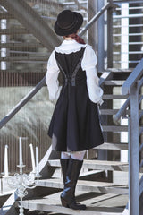Black Eternal Dawn Retro Elegant Handsome Neutral Prince Gothic Ouji Long Coat - Product - 3