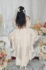 Beige Multi-Layered Ruffle Bowknot Sweet Plus Size Lolita Jsk Dress - Product - 3