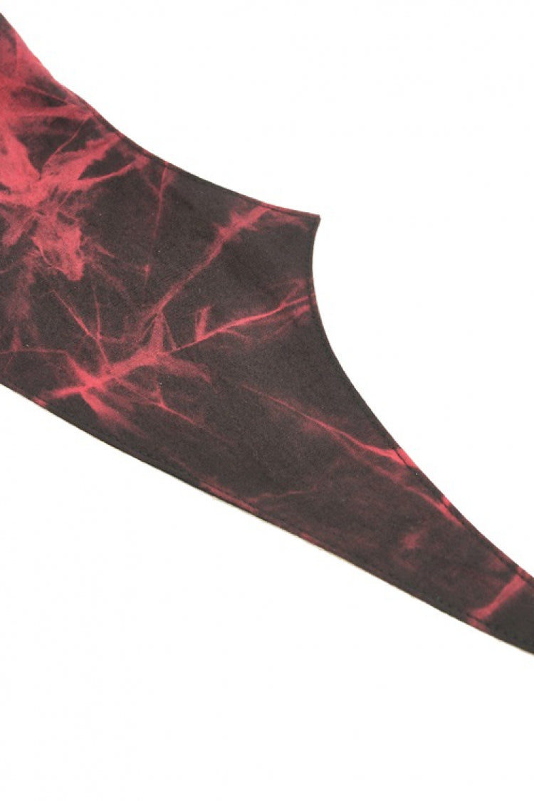 Black/Red Tie-dyed Lace-Up Irregular Ruched Women's Gothic Overbust Corset - Product - 20