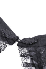 Black Off Shoulder Halterneck Sleeveless Irregular High Low Multi-Layered Lace Women's Gothic Dress - Product - 16