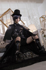 Black Deacon Metal Decoration Gothic Ouji Lolita Set - Black - 1