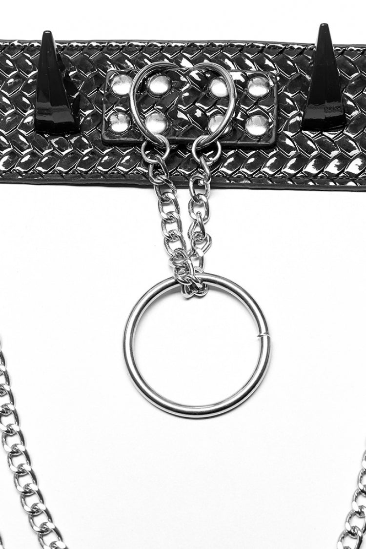 Snakeskin Faux Leather Metal Rivets Women's Steampunk Choker 2 Colors - Product - 6