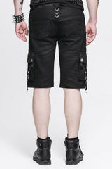 Black Punk Rock Adjustable Zippered Summer With Loops Shorts Mens Pants - Product - 7