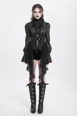 Black Stitching Lace Lace-Up Mesh Women's Gothic Underbust Corset - Product - 6