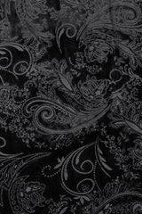 Black Long Sleeves Dark Pattern Print Webbing Decoration Mens Gothic Blouse - Product - 7