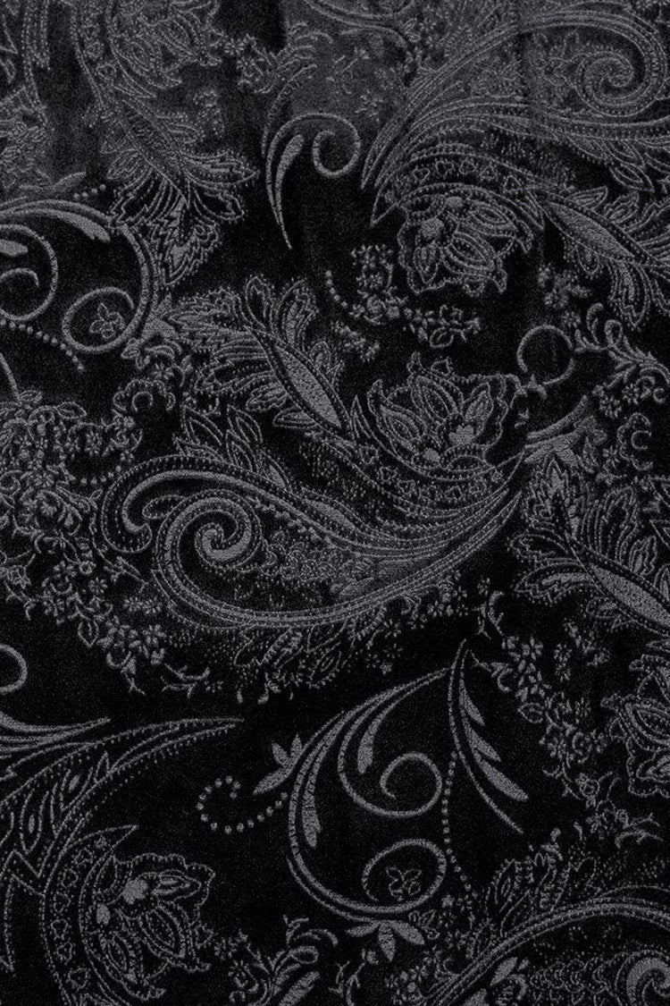 Black Long Sleeves Dark Pattern Print Webbing Decoration Mens Gothic Blouse - Product - 7