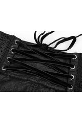 Black High Waist Flower Weaves The Ribbon Decoration Lace Up Gothic Jacquard Women's Pants - Product - 12