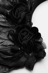 Black Lace Faux Feather Wing Women's Gothic Headwear - Product - 8