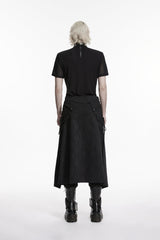 Black Printed Lace-Up Zippered Chain-Decorated Men's Punk Skirt - Product - 2