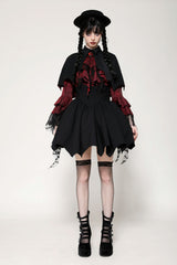Black/Red Bat Collar Diamond Bat-Shaped Women's Gothic Capelet - Product - 6