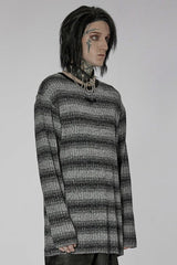Round Collar Long Sleeves Striped Print Men's Steampunk Sweater 2 Colors - Product - 2