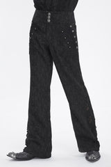 Black Jacquard Embroidery Men's Gothic Pants - Product - 2