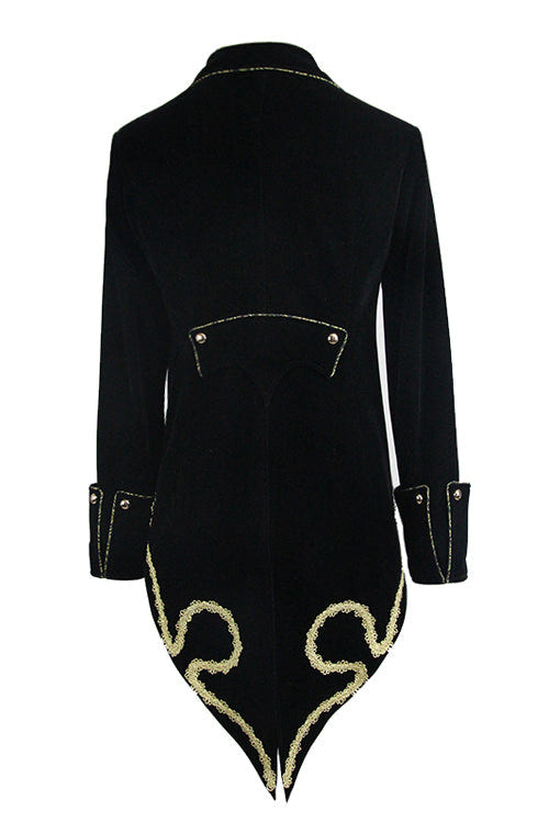Golden Disc Flowers Hand Embroidered Gothic Mens Coat - Product - 6