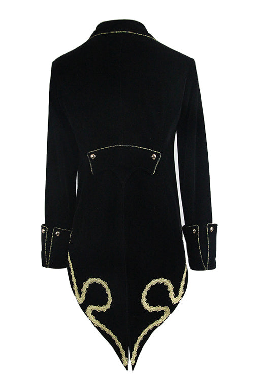 Golden Disc Flowers Hand Embroidered Gothic Mens Coat - Product - 6