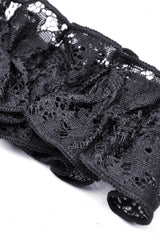 Dark Red Off Shoulder Lace-Up Double-Layered Floral Lace Women's Gothic Sexy Slip Dress - Product - 14