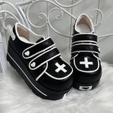 Medical Series Heart Style Double Strap Round-Toe Sweet Lolita Platform Shoes 3 Colors - Black - 4