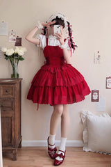 Bowknot Hollow Gothic Lolita Tiered JSK Dress 2 Colors - Product - 5
