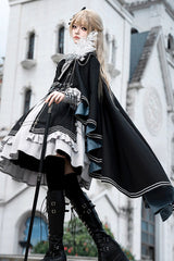 Black/Blue [Dark Knight Contract] Print Ruffle Gothic Military Elegant Lolita Skirt - Product - 8