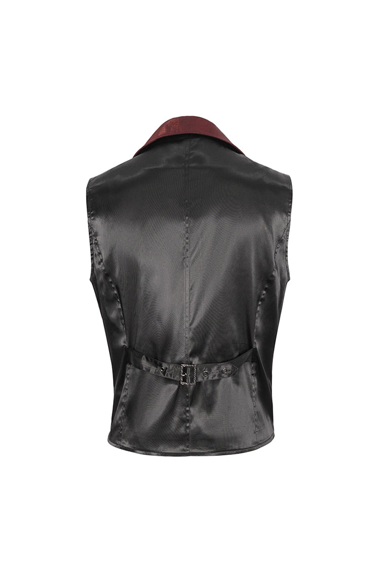 Red Embossed Feather Men's Gothic Waistcoat - Product - 10